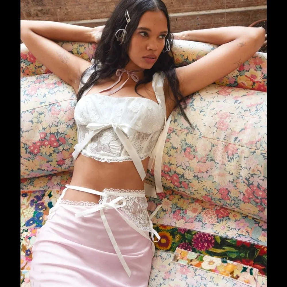 For Love And Lemons White Lace Crop Top - Picture 3 of 3